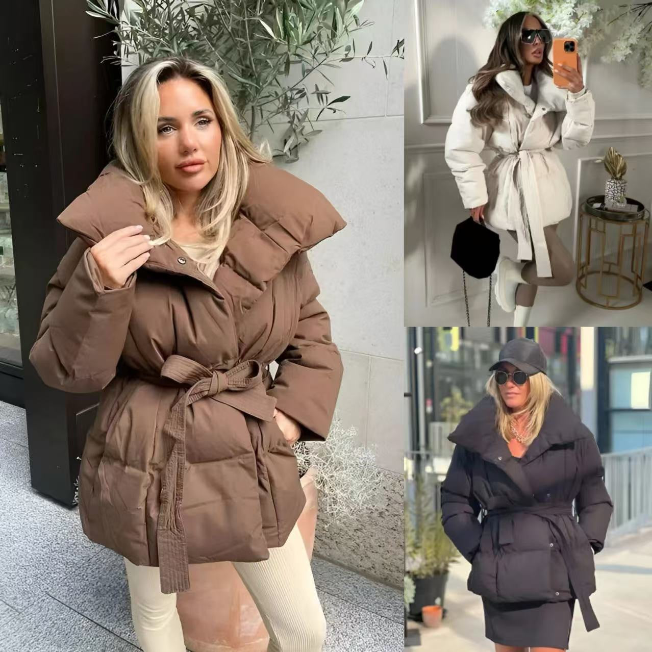 Winter Thickened Jacket Fashion | Coat With Belt Warm Casual Top Outwear  | Women's