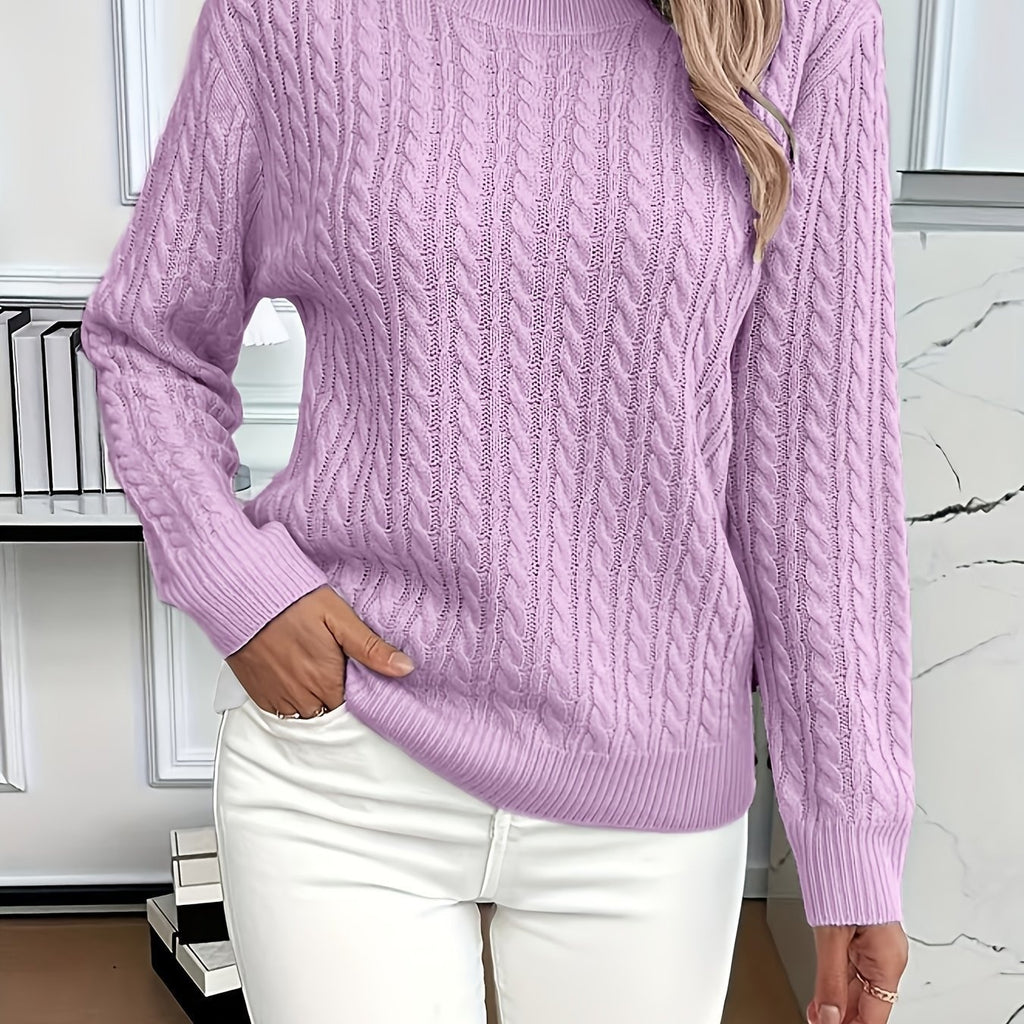 "Ins" Twist Round Neck Pullover Sweater Fashion Solid Color Long-sleeved Knitted Top For Women