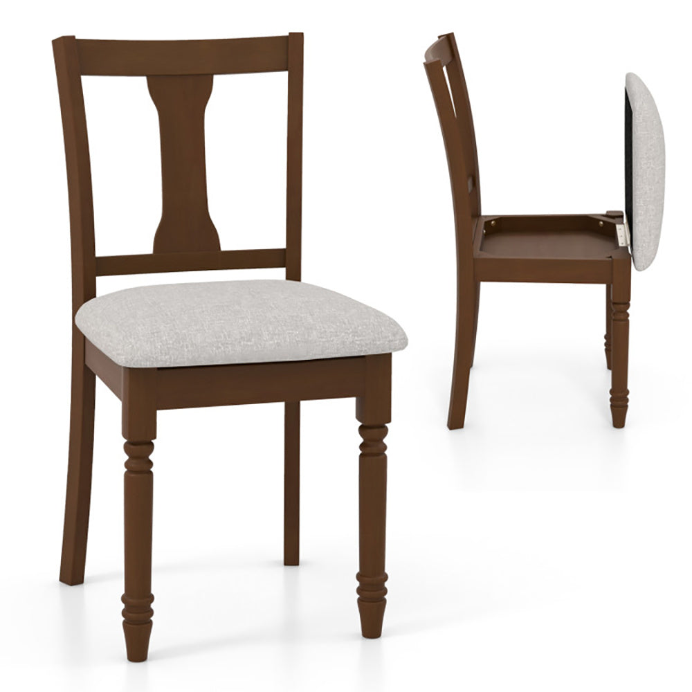 Hiden Compartment Kitchen Dining Chair With Linen Fabric And Storage Space