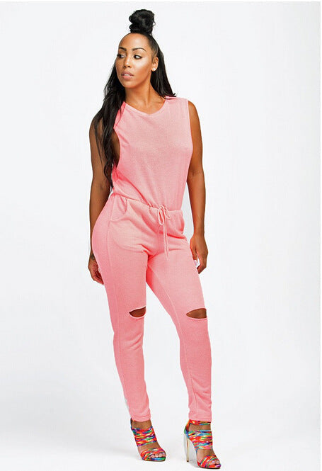Women's Zippered Drawstring | One-piece Pant Jumpsuit