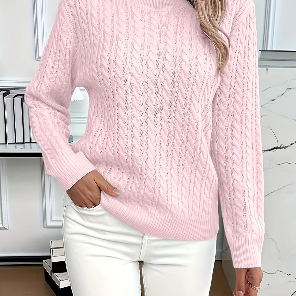 "Ins" Twist Round Neck Pullover Sweater Fashion Solid Color Long-sleeved Knitted Top For Women