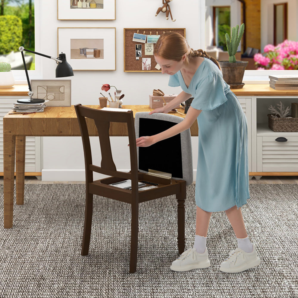 Hiden Compartment Kitchen Dining Chair With Linen Fabric And Storage Space