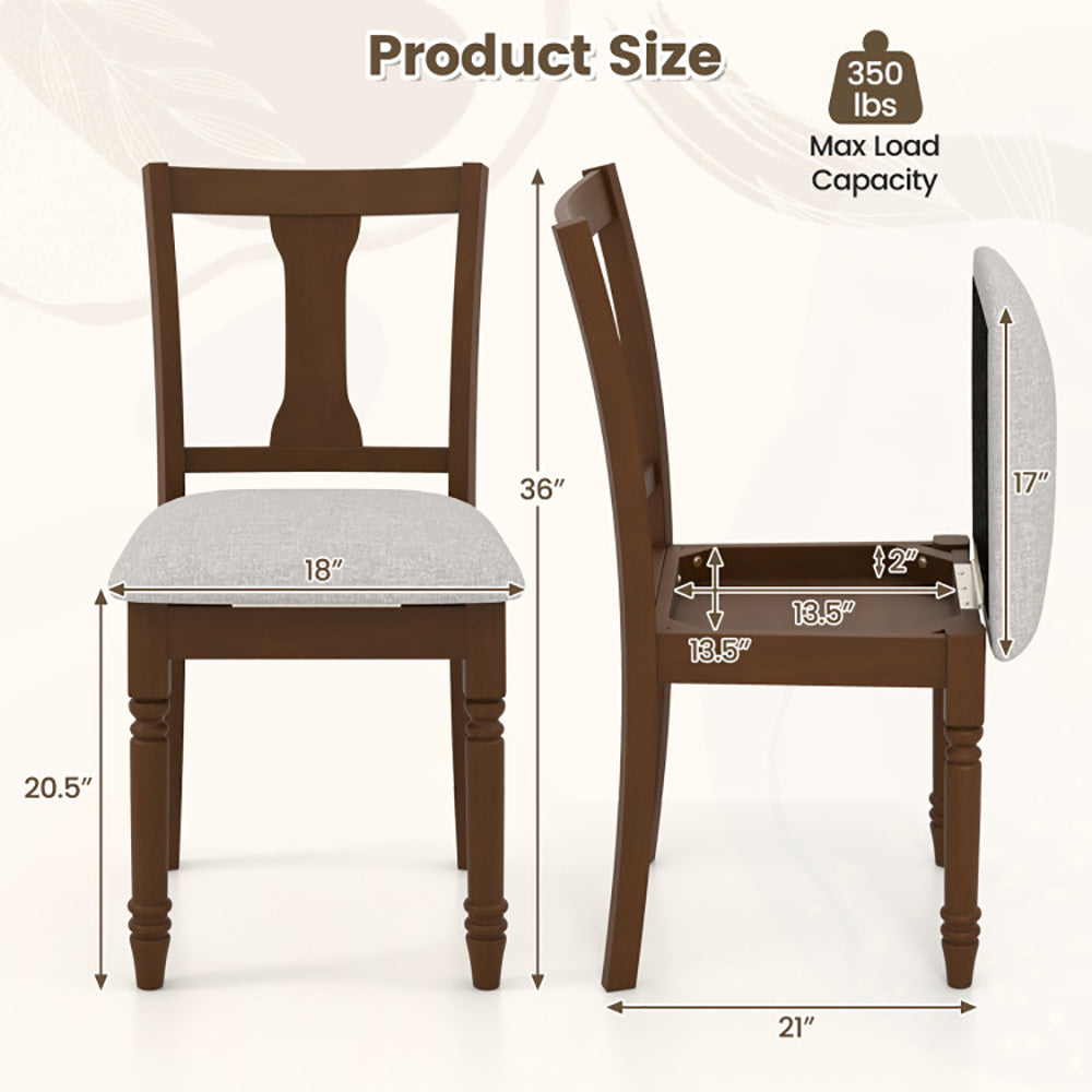 Hiden Compartment Kitchen Dining Chair With Linen Fabric And Storage Space