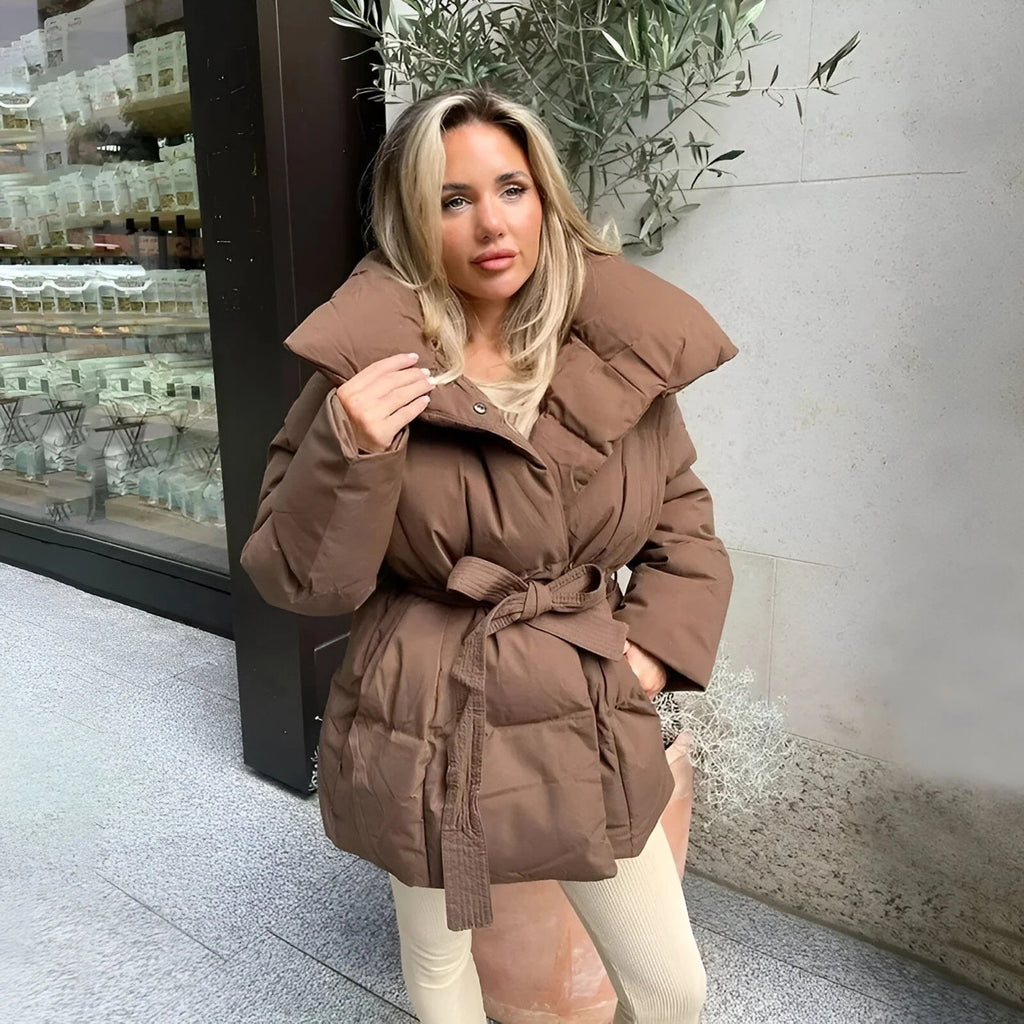 Winter Thickened Jacket Fashion | Coat With Belt Warm Casual Top Outwear  | Women's
