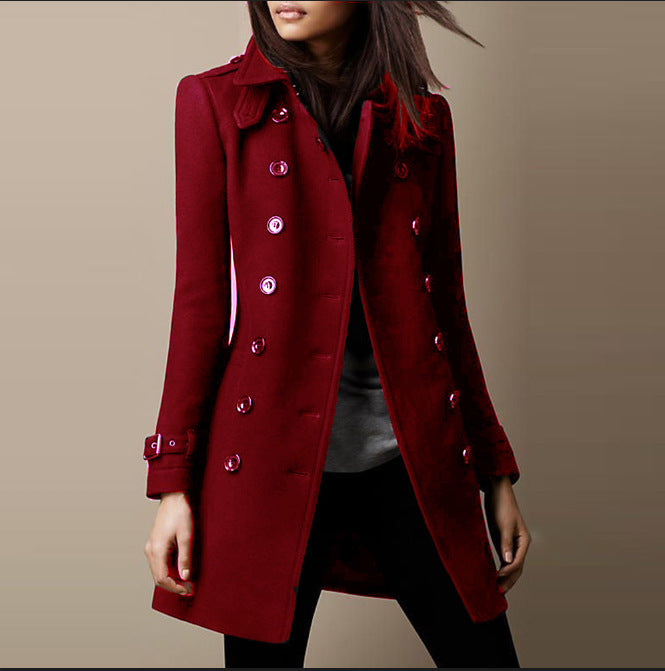"Streetwear" Ladies Double-breasted | Loose Elegant Wool Overcoat | Lapel Solid Pocketed | Autumn-Winter |