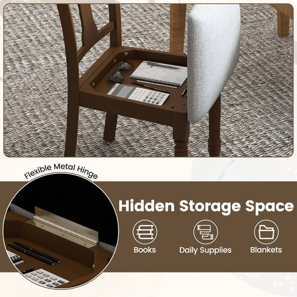 Hiden Compartment Kitchen Dining Chair With Linen Fabric And Storage Space