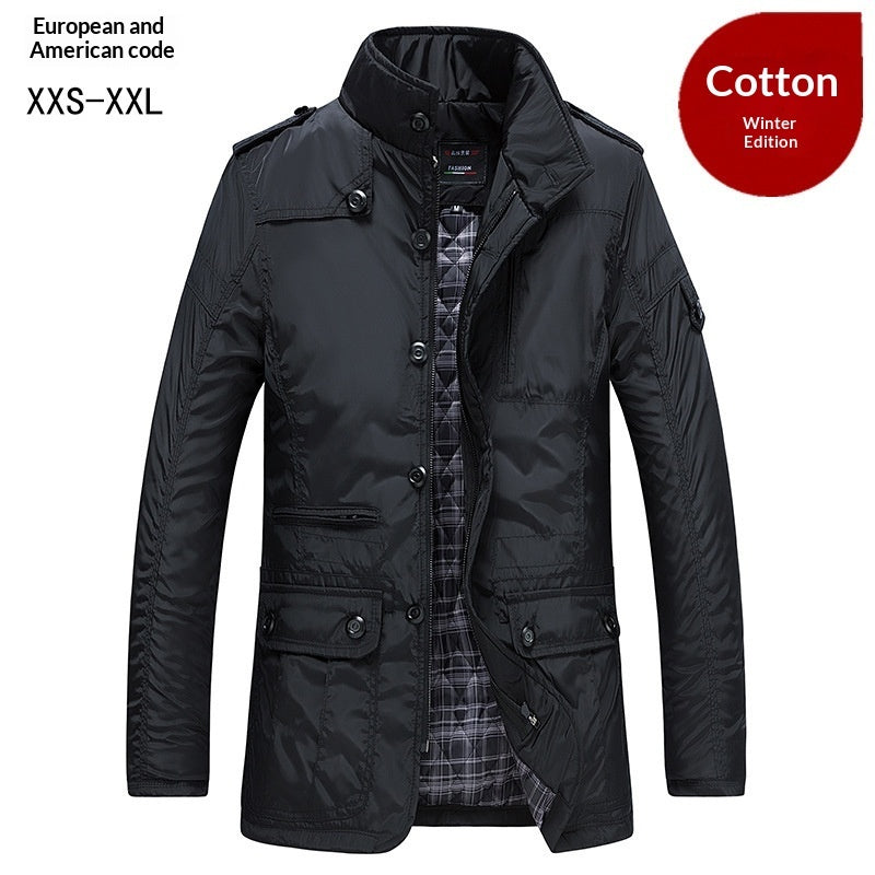 Autumn And Winter New Mid-length Jacket Men's Windproof Casual Oversized Loose
