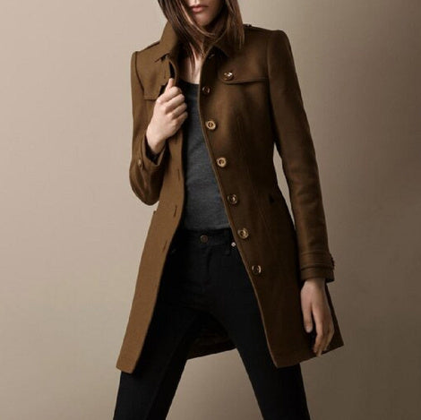 "Streetwear" Ladies Double-breasted | Loose Elegant Wool Overcoat | Lapel Solid Pocketed | Autumn-Winter |